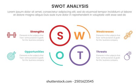swot analyse konzept infografievorlage banner mit kreativkreis umriss zyklus zirkular mit 4 punkt liste information vektor