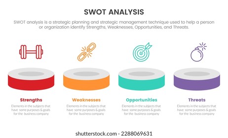 concepto de análisis de swot con línea horizontal de presentación de producto para banner de plantilla de infografía con información de lista de cuatro puntos