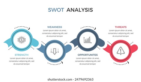 SWOT analysis diagram, flat business infographic template, vector eps10 illustration