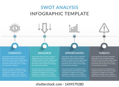 SWOT Analysis Diagram, Infographic Template With Four Elements, Vector Eps10 Illustration