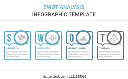 SWOT analysis diagram, infographic template with four elements, vector eps10 illustration