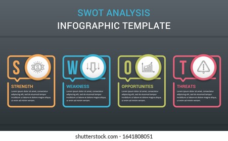 SWOT analysis diagram, infographic template with four elements, vector eps10 illustration