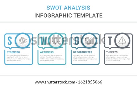 SWOT analysis diagram, infographic template with four elements, vector eps10 illustration