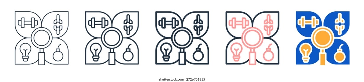 Swot Analysis ícones de estilo diferentes definir ilustração de vetor.