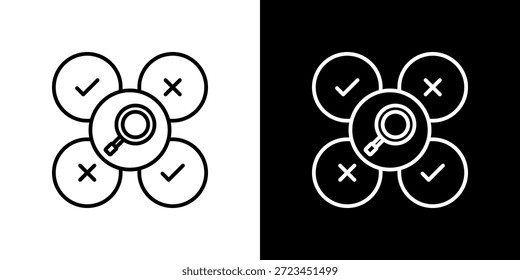 Ícone Análise de Swot com contorno em preto e branco.