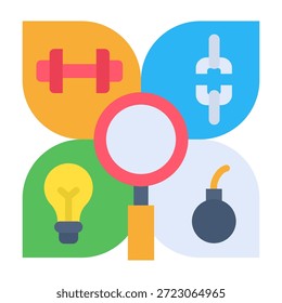 Ícone Análise Swot Ilustração de Vetor de Design Plano