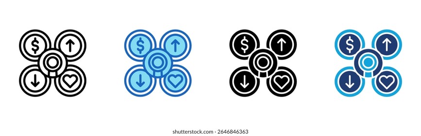 Icono de análisis de Swot Ilustración vectorial de estilos múltiples