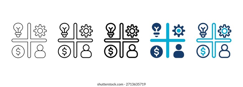 Swot-Analyse-Symbolsatz, bestehend aus mehreren Stilen, Vektorgrafik