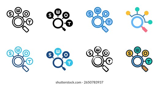 SWOT analysis icon set multiple style collection 
