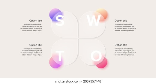 SWOT analysis infographic. Circular corporate strategic planning graphic elements. Company presentation slide template. Vector info graphic design.