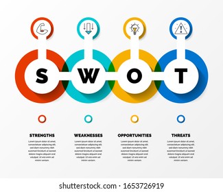 SWOT Analysis. Infographic With Four Steps. Vector Illustration