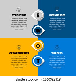 SWOT Analysis. Infographic with four steps. Vector illustration