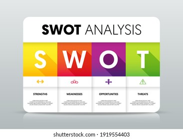 Análisis de SWOT visualización de datos de diseño de plantillas de infografía para marketing y estrategia de negocios estilo moderno. ilustración vectorial EPS10
