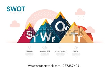 Swot analysis Infographic template diagram. chart and icons with 4 steps Vector illustration.