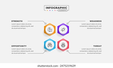 Plantilla infográfica de análisis Swot con iconos