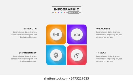 Swot analysis infographic template with icons