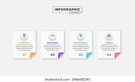 Plantilla infográfica de análisis Swot con iconos