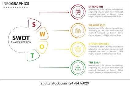 SWOT analysis infographic. Vector illustration for strategic business planning. Comparison chart. Advantages and Disadvantages of company. Infographic design template. Vector illustration. SWOT analys