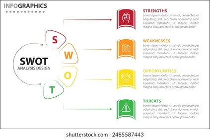 SWOT analysis infographic. Vector illustration for strategic business planning. Comparison chart. Advantages and Disadvantages of company. Infographic design template. Vector illustration.