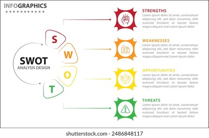 SWOT analysis infographic. Vector illustration for strategic business planning. Comparison chart. Advantages and Disadvantages of company. Infographic design template. Vector illustration.