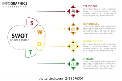 SWOT analysis infographic. Vector illustration for strategic business planning. Comparison chart. Advantages and Disadvantages of company. Infographic design template. Vector illustration. SWOT Data
