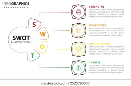 SWOT analysis infographic. Vector illustration for strategic business planning. Comparison chart. Advantages and Disadvantages of company. Infographic design template. Vector illustration. SWOT analys