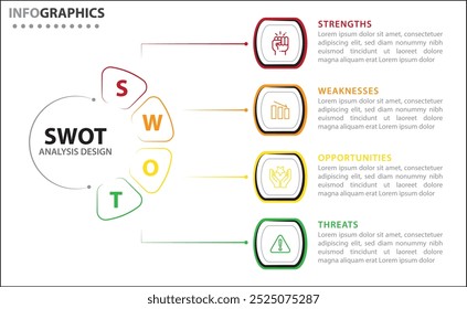SWOT analysis infographic. Vector illustration for strategic business planning. Comparison chart. Advantages and Disadvantages of company. Infographic design template. Vector illustration. SWOT analys
