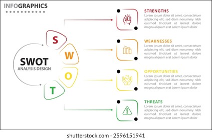 SWOT analysis infographic. Vector illustration for strategic business planning. Comparison chart. Advantages and Disadvantages of company. Infographic design template. Vector illustration. SWOT chart