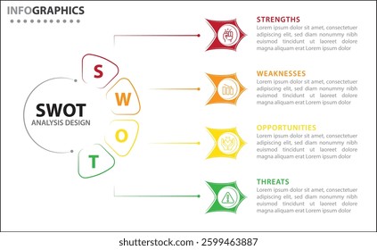 SWOT analysis infographic. Vector illustration for strategic business planning. Comparison chart. Advantages and Disadvantages of company. Infographic design template. Vector illustration. SWOT chart