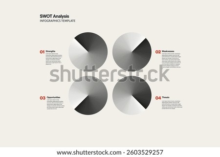 SWOT Analysis Infographics and Presentation Template with 3D circles. Report Presentation. Minimal design vector illustration.