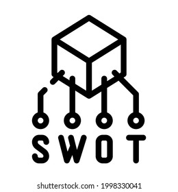 vector de icono de línea de producción de análisis de swot. signo de producción de análisis de swot. símbolo de contorno aislado ilustración negra