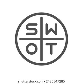 Swot analysis related icon outline and linear vector.