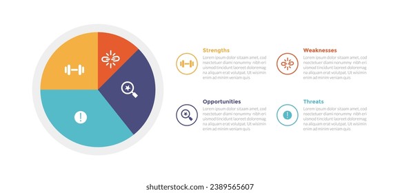 análisis de swaps gestión de planificación estratégica infografía diagrama de plantillas con círculo circular en el lado izquierdo columna 4 paso diseño creativo para presentación de diapositivas