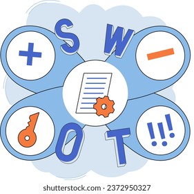 SWOT analysis. Vector illustration. Business analysis provides valuable insights into company performance The SWOT metaphor helps assess strengths, weaknesses, opportunities, and threats Infographics