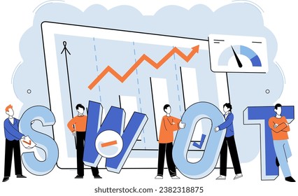 SWOT analysis. Vector illustration. Graphs visually represent datrelationships and trends Abstract concepts are represented through visual means Vectors allow for scalable and versatile illustrations