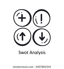 Swot Analysis vector outline doodle Design illustration. Symbol on White background EPS 10 File 