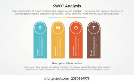 swot business framework strategic template infographic concept for slide presentation with round rectangle shape vertical 4 point list with flat style
