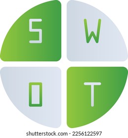 SWOT business icon with green duotone style. Analysis, strategy, weakness, pictogram, strength, company, concept. Vector illustration