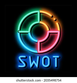 Swot Circle Form neon light sign vector. Glowing bright icon Swot Circle Form isometric sign. transparent symbol illustration