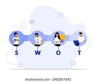 SWOT concept illustration. Suitable for landing page, ui, web, App intro card, editorial, flyer, and banner.