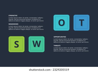 SWOT diagram with 4 steps, options, parts or processes. Template for web on a background.