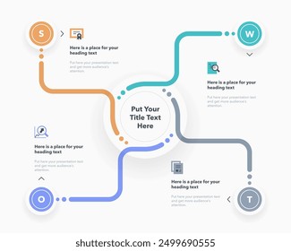 SWOT diagram template with four options and place for your description. SImple chart design for workflow layout, banner, web design.