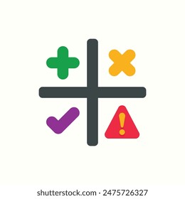 swot icon, isolated flat color icon set