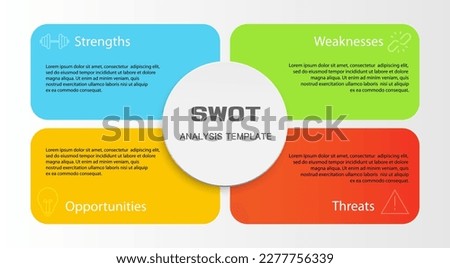 Swot infographic analysis template. Background with icon and Four colorful elements. Vector illustration
