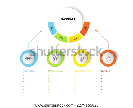 Swot infographic analysis template. Background with icon and Four colorful elements. Vector illustration