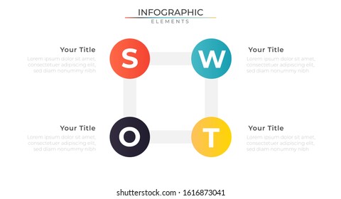 Swot Infographic design template with four options or steps. Modern vector for company and corporate business project and presentation.