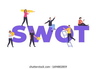 SWOT Strengths, Weaknesses, Threats And Opportunities Of Company Concept. Vector Illustration.