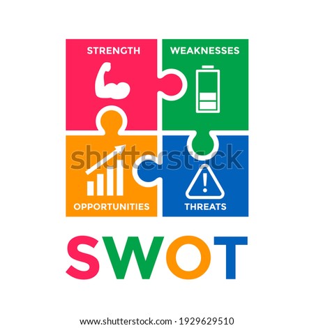 SWOT vector graphic template. This design use puzzle symbol. Suitable for business or education.