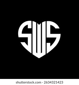 SWS Unique abstract monogram love shape vector logo design.
