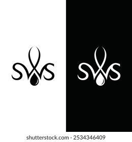 SWS with water drop Monogram, lettering logo